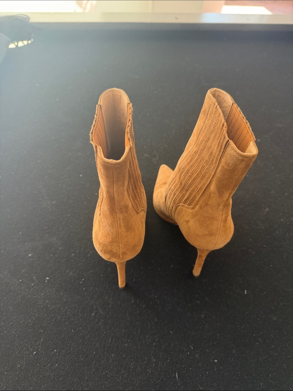 Veronica Beard Cognac Suede Pointed-Toe Stiletto Ankle Boots - Picture 2 of 6